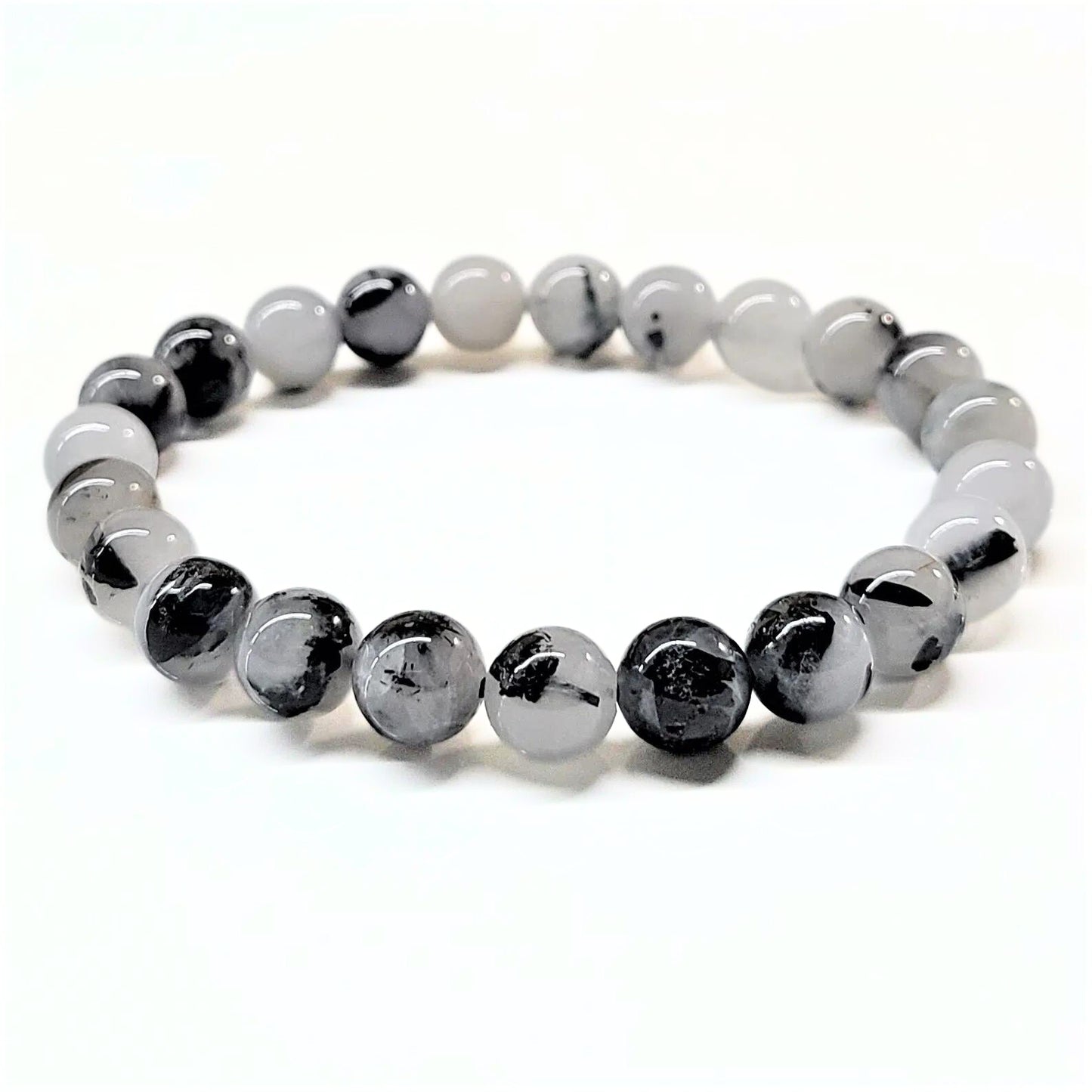 Black Tourmalinated Beaded Bracelets 8mm