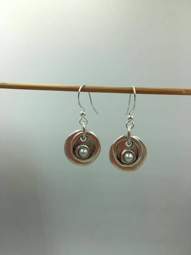 Cosmic tiny stone Circle Earrings: Black