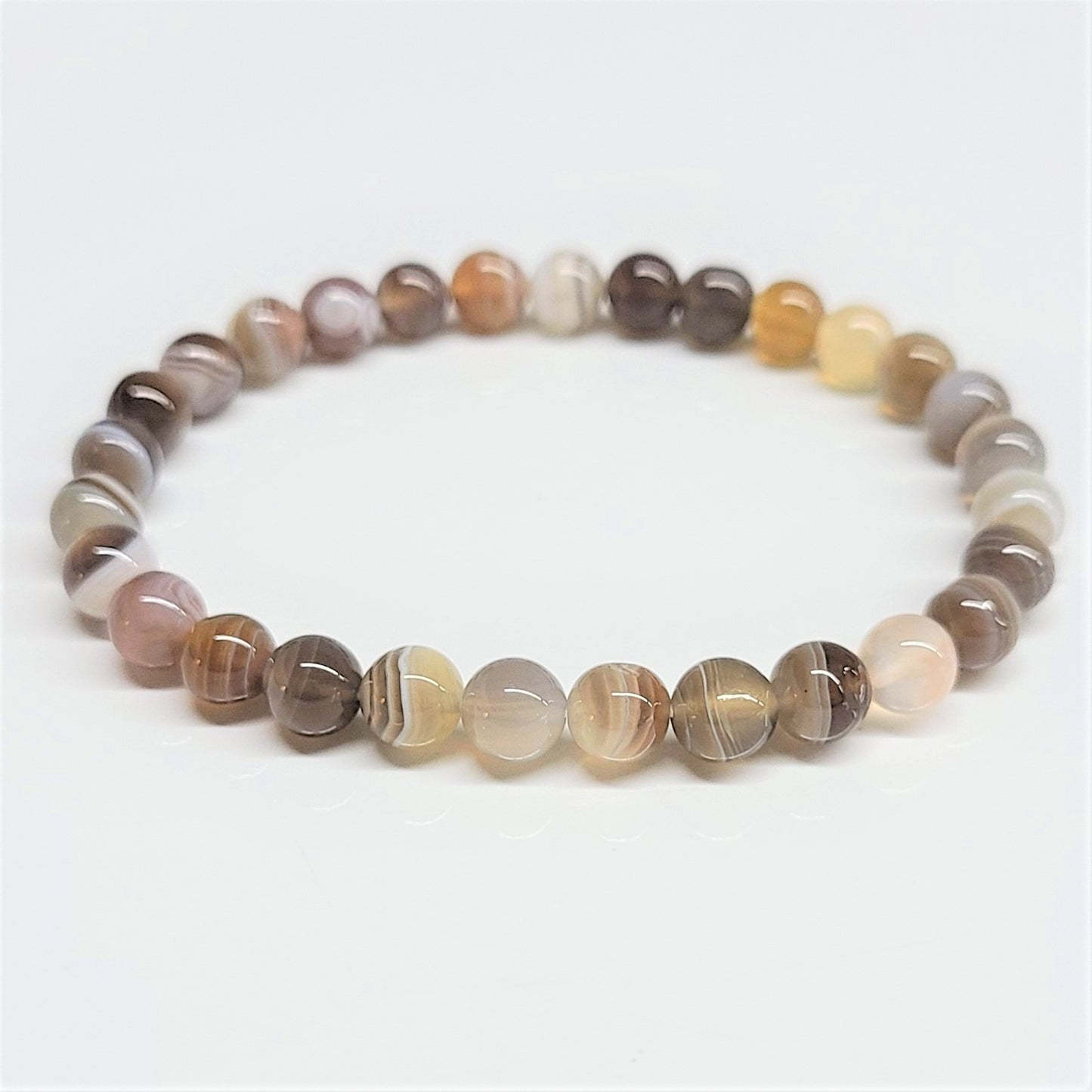 Botswana Agate Beaded Bracelet 6mm
