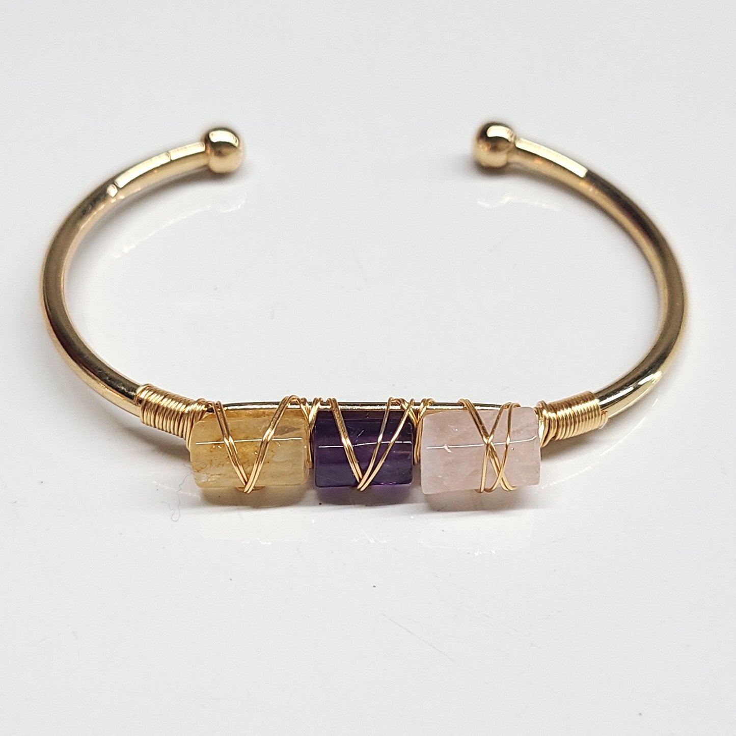 Citrine Amethyst Rose Quartz Cuff Bangel Bracelets