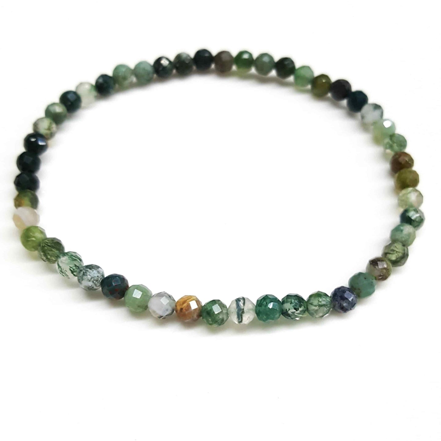 Moss Agate Faceted Beaded Bracelets 4mm
