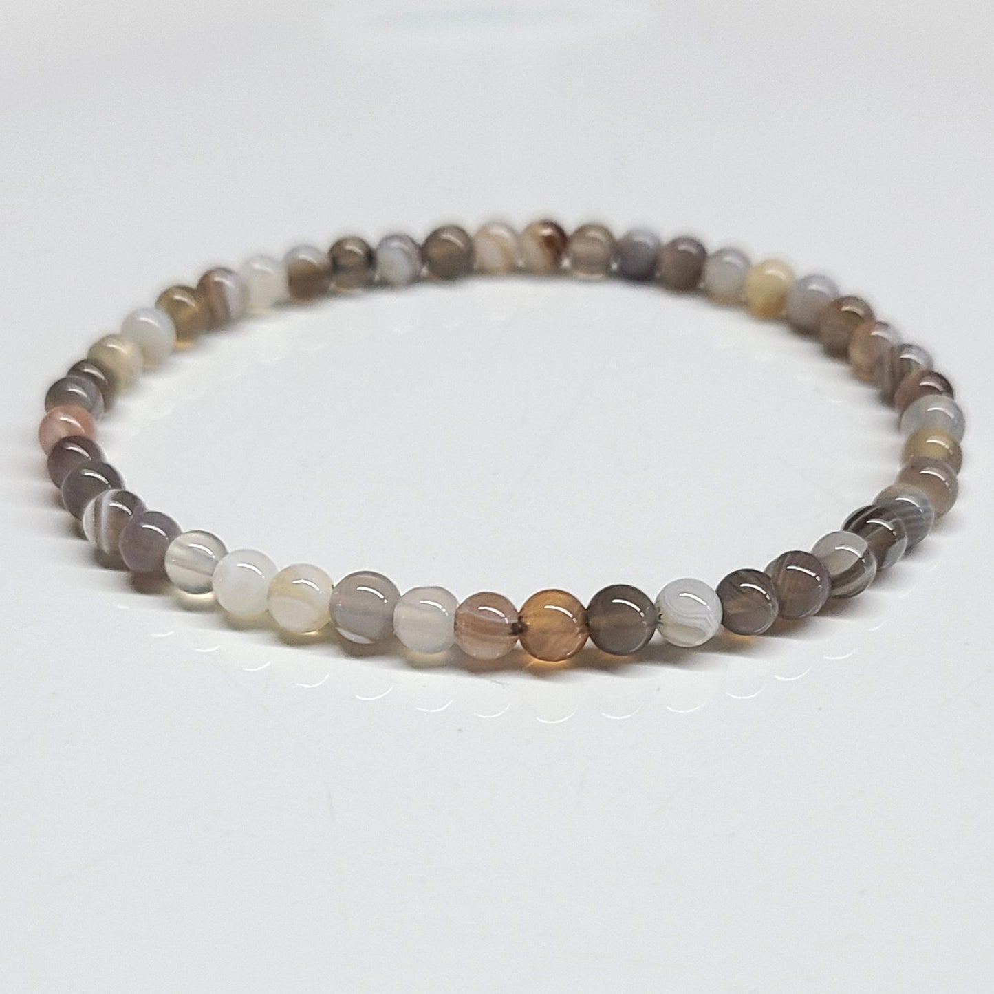 Botswana Agate Beaded Bracelet 4mm