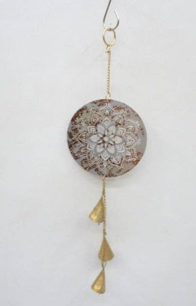 Floral Mandala Wind Chime: Black & Gold