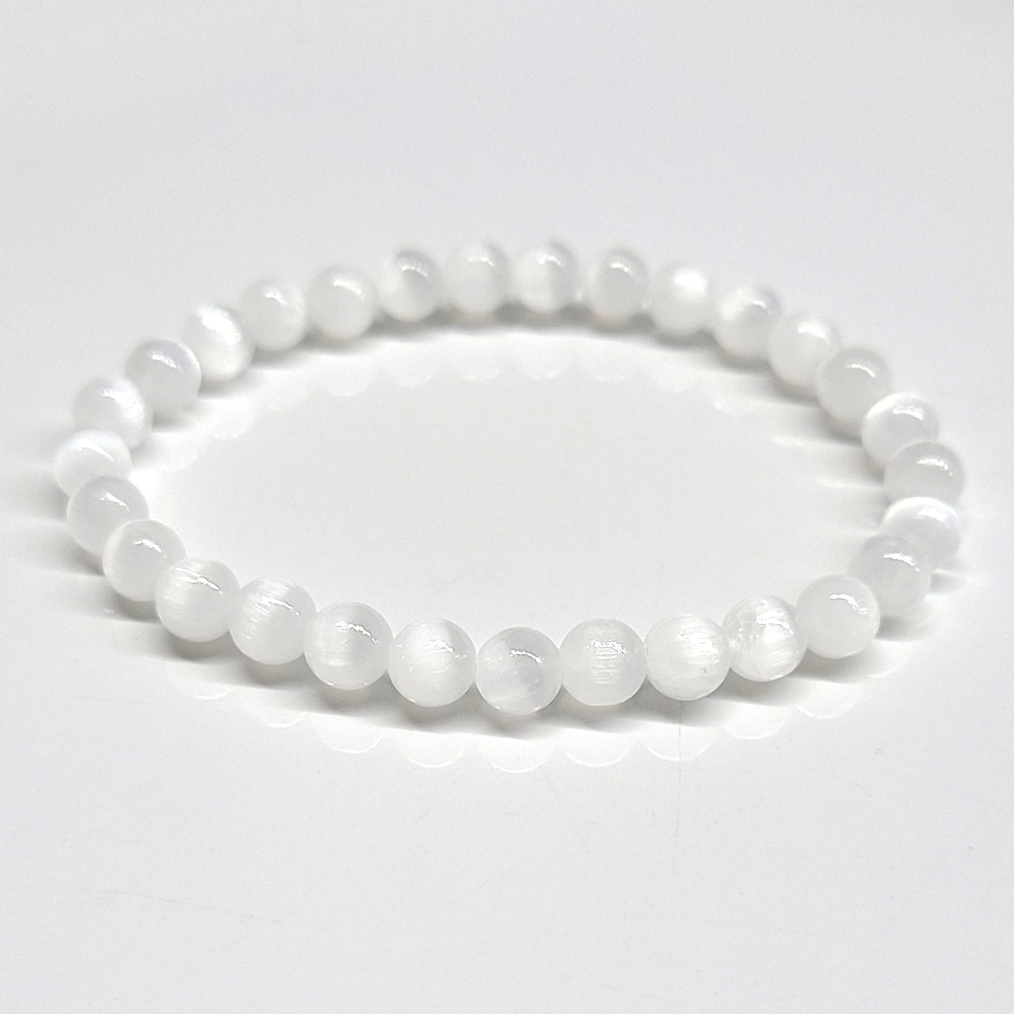 Selenite Beaded Bracelet 6mm