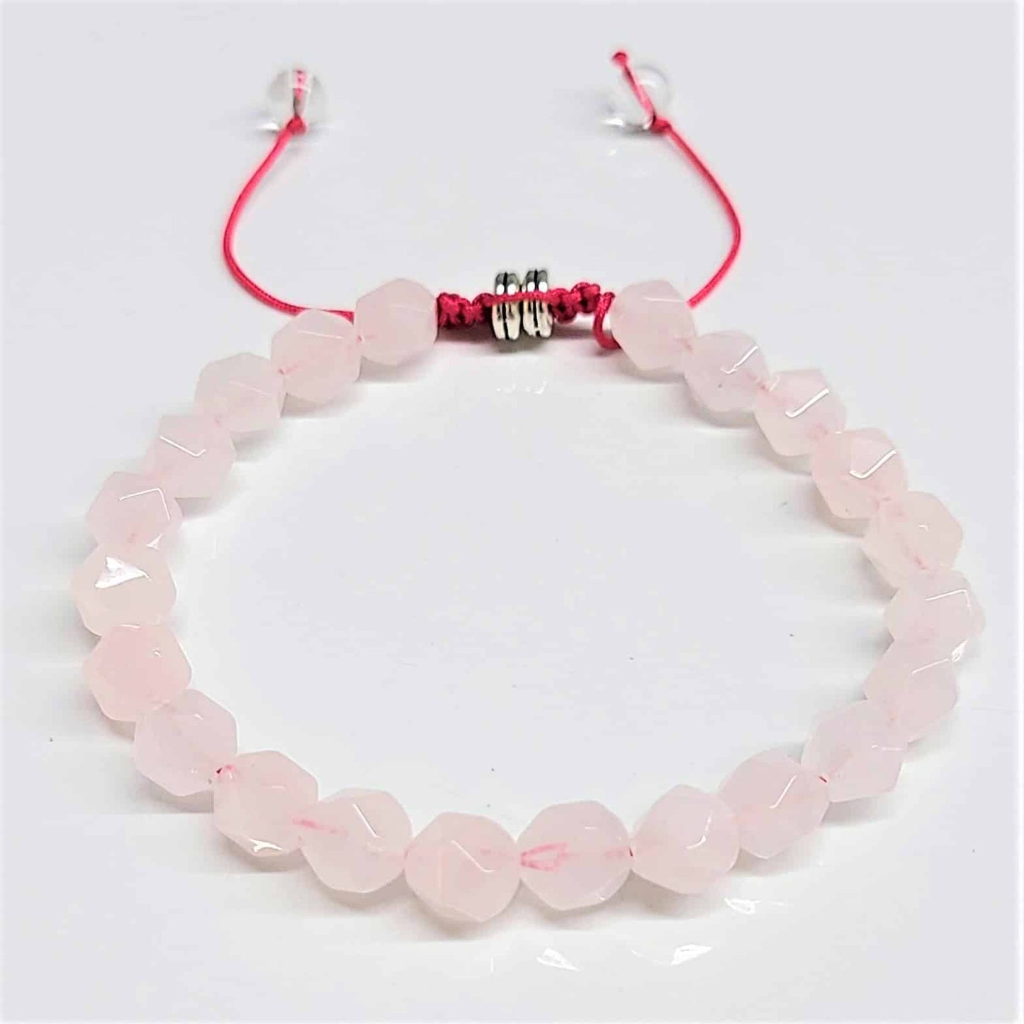 Rose Quartz Adjustable Faceted Beaded Bracelet 8mm