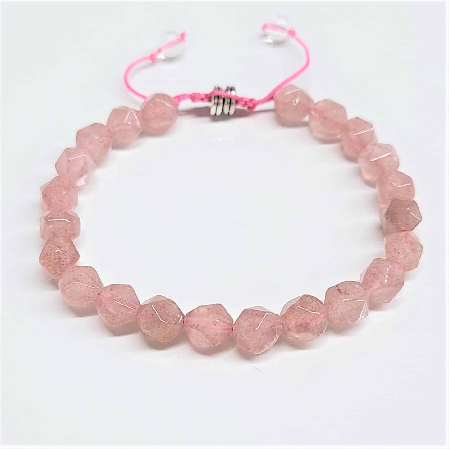 Strawberry Quartz Faceted Adjustable Beaded Bracelets 8mm