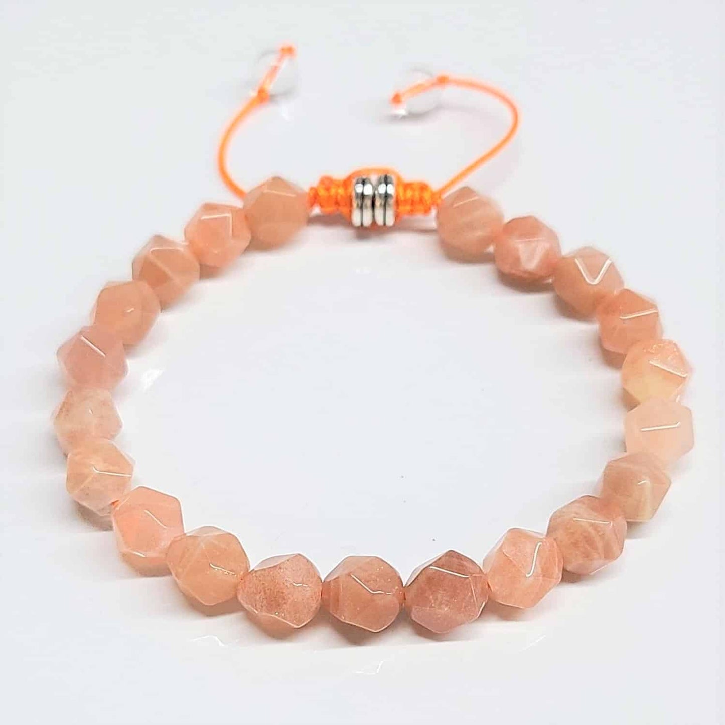 Sunstone Faceted Adjustable Beaded Bracelet 8mm