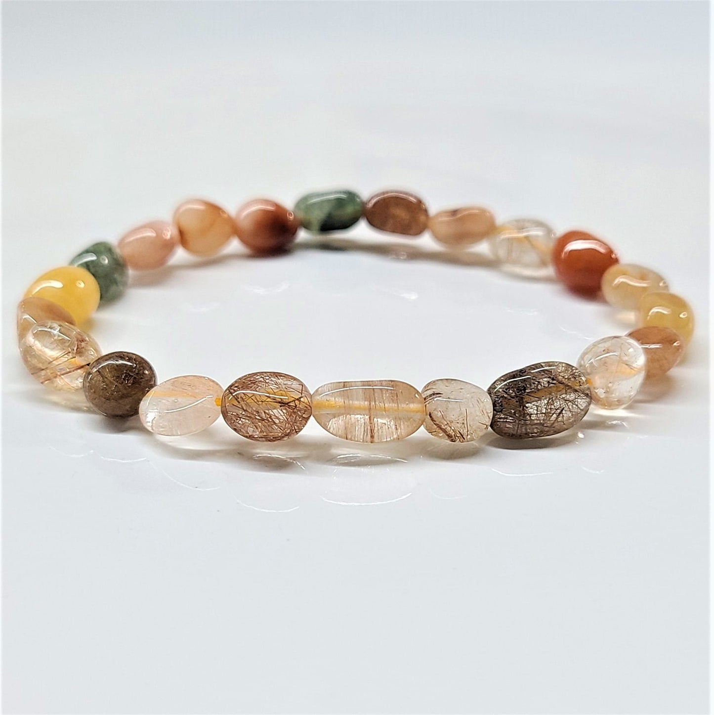 Multi Rutilated Tumbled Beaded Bracelets