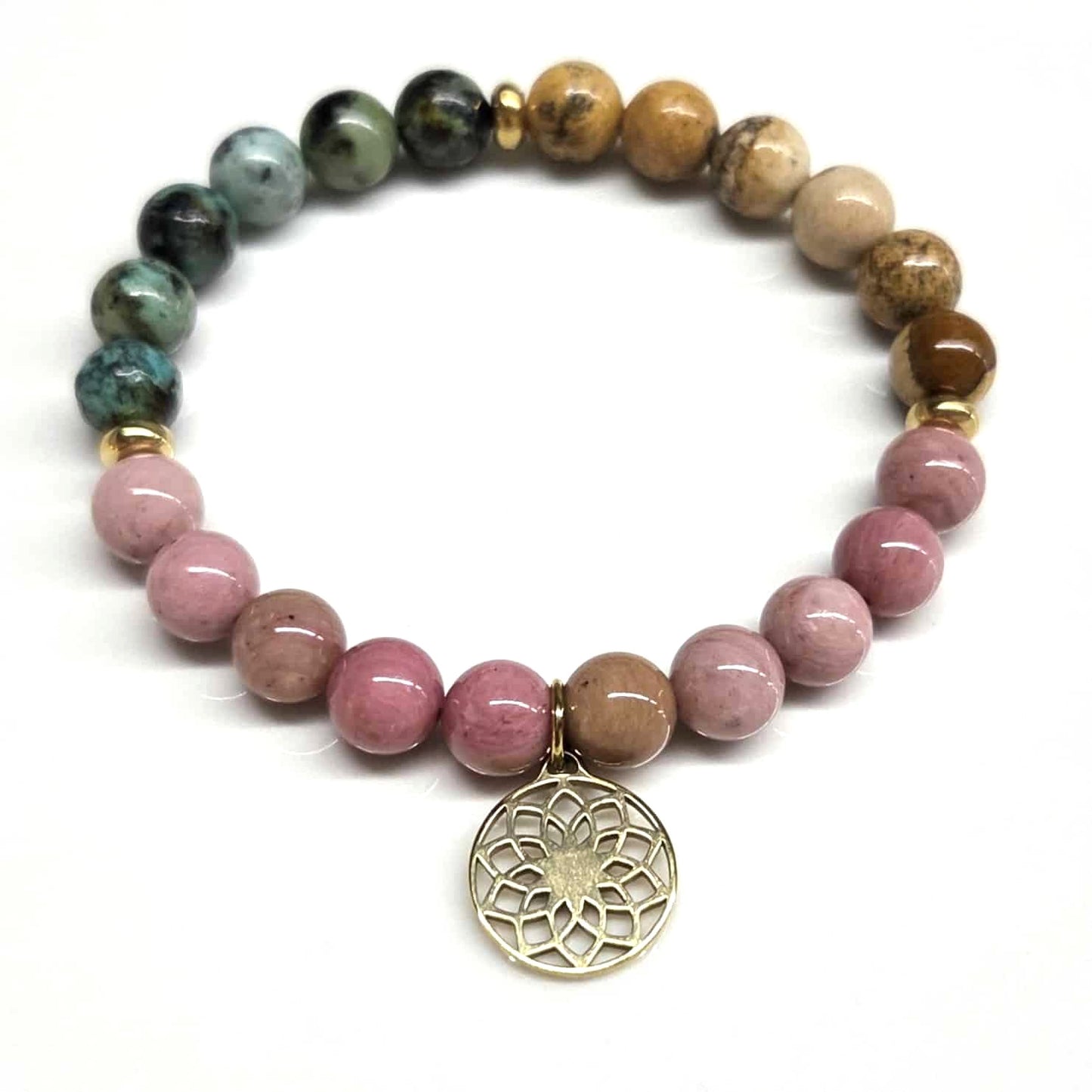 Rhodonite African Turquoise Jasper Beaded Bracelets 8mm