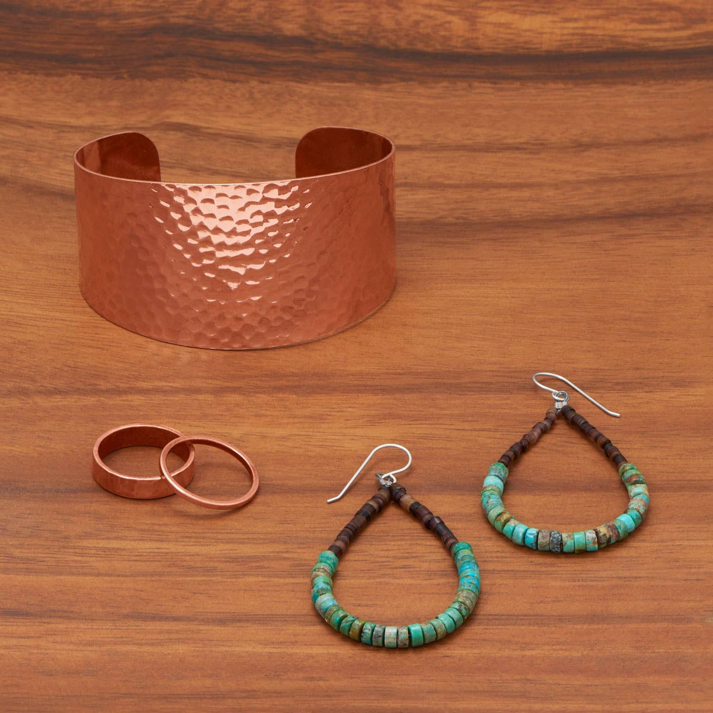 Wide Tapered Hammered Solid Copper Cuff Bracelet