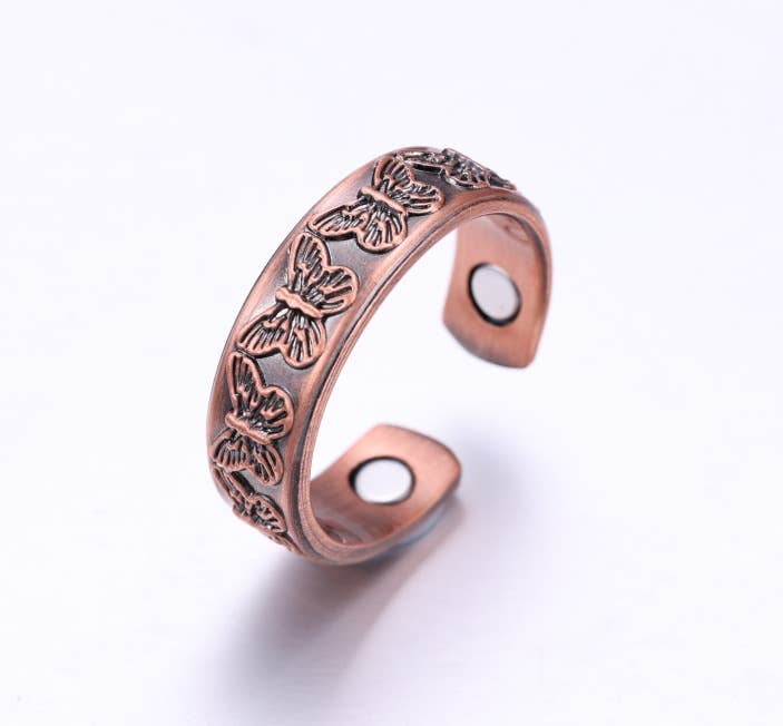 Embossed Adjustable Butterfly Ring with magnets