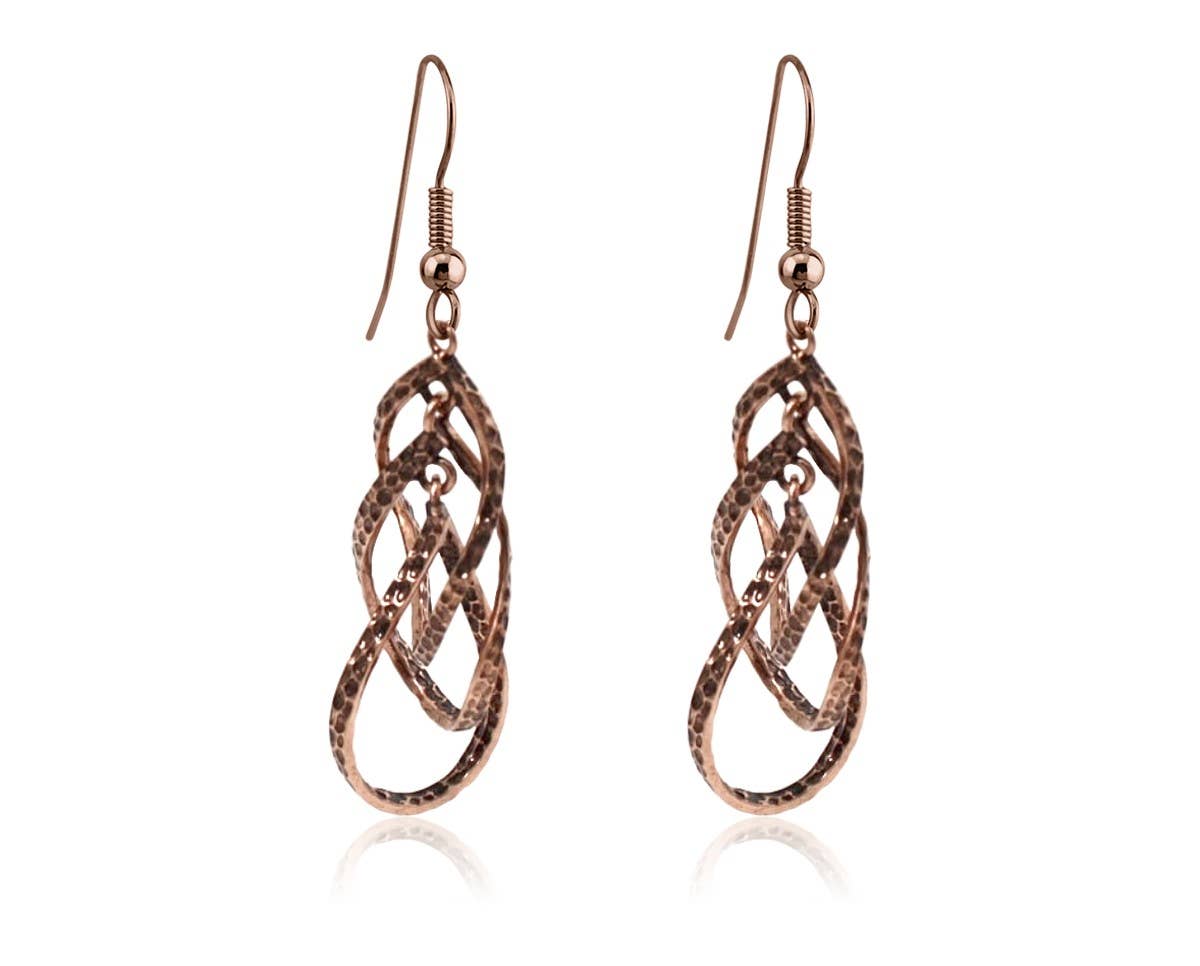 EP 133 Boho Copper multiple circle tassel dangle earrings