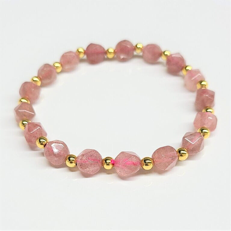 Strawberry Quartz Faceted Beaded Bracelets 8mm