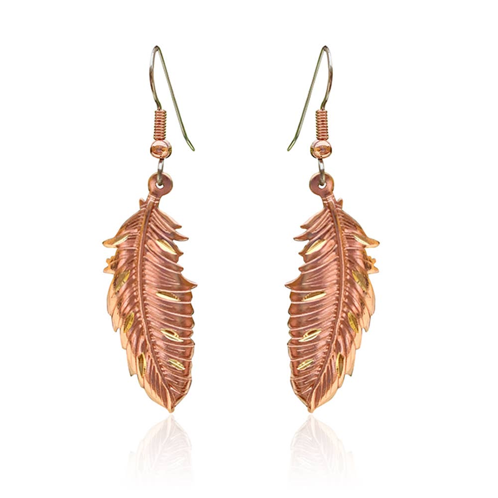 TS 166 Copper color feather design earrings