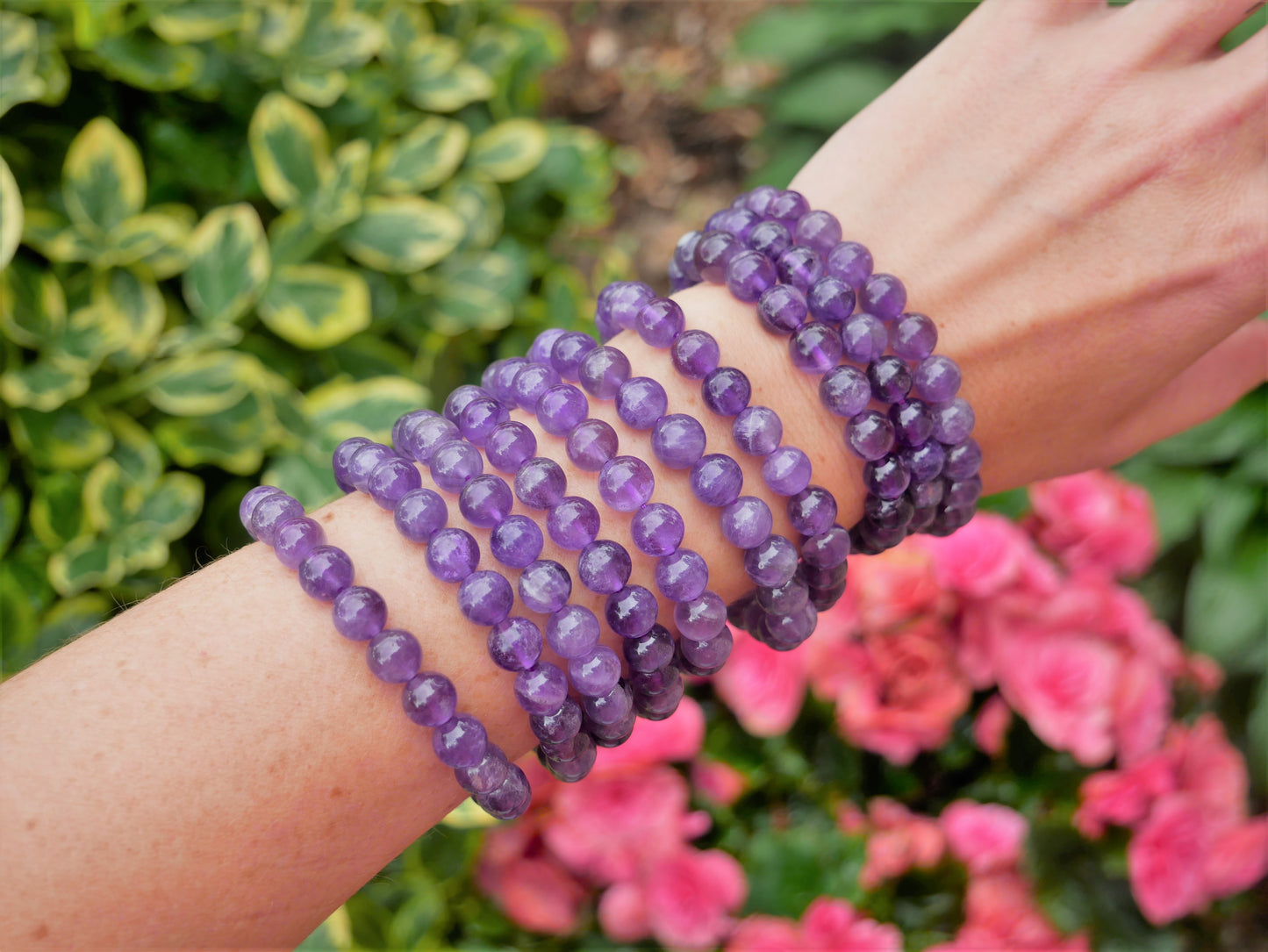 Amethyst Beaded Bracelet 8mm