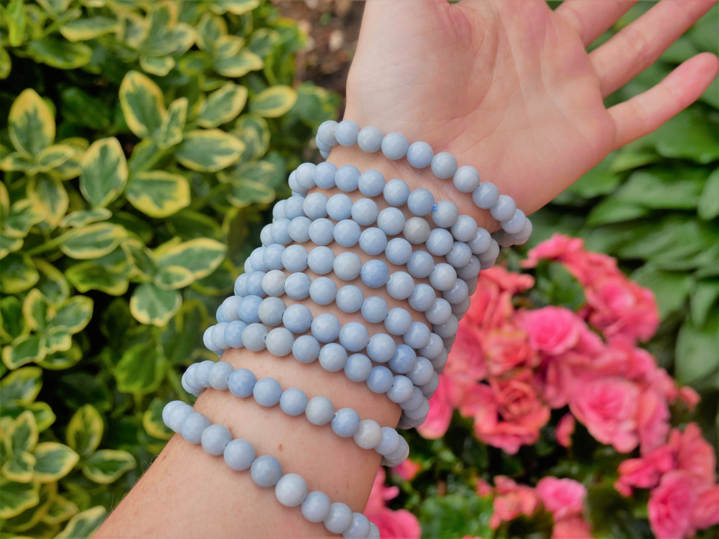 Angelite Beaded Bracelet 8mm