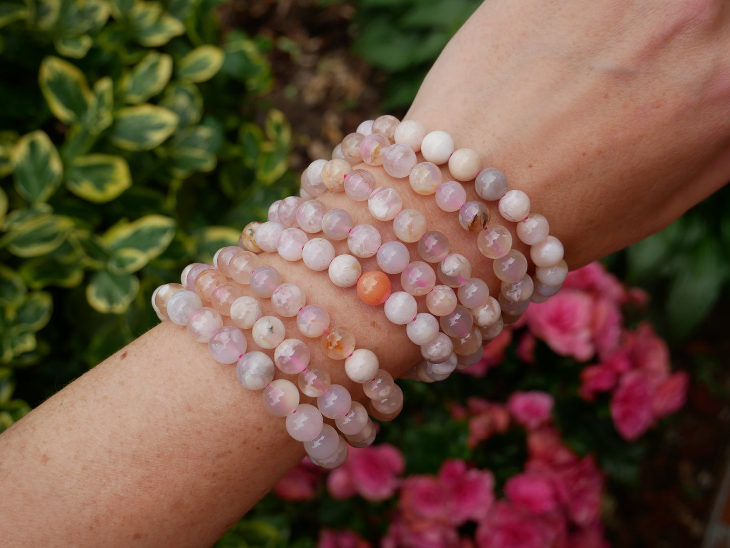 Flower Agate Beaded Bracelets 8mm