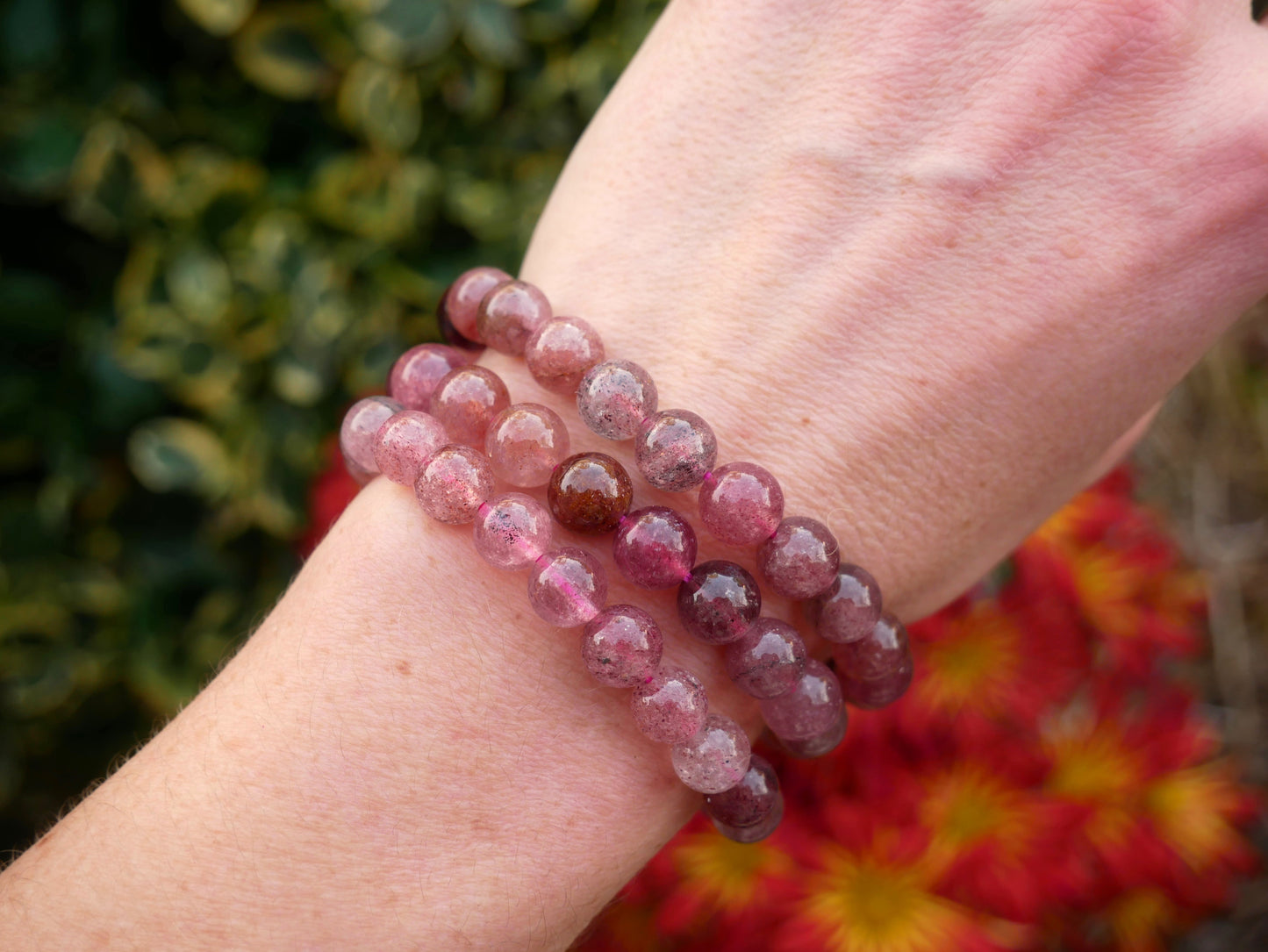 Strawberry Quartz Beaded Bracelets 8mm