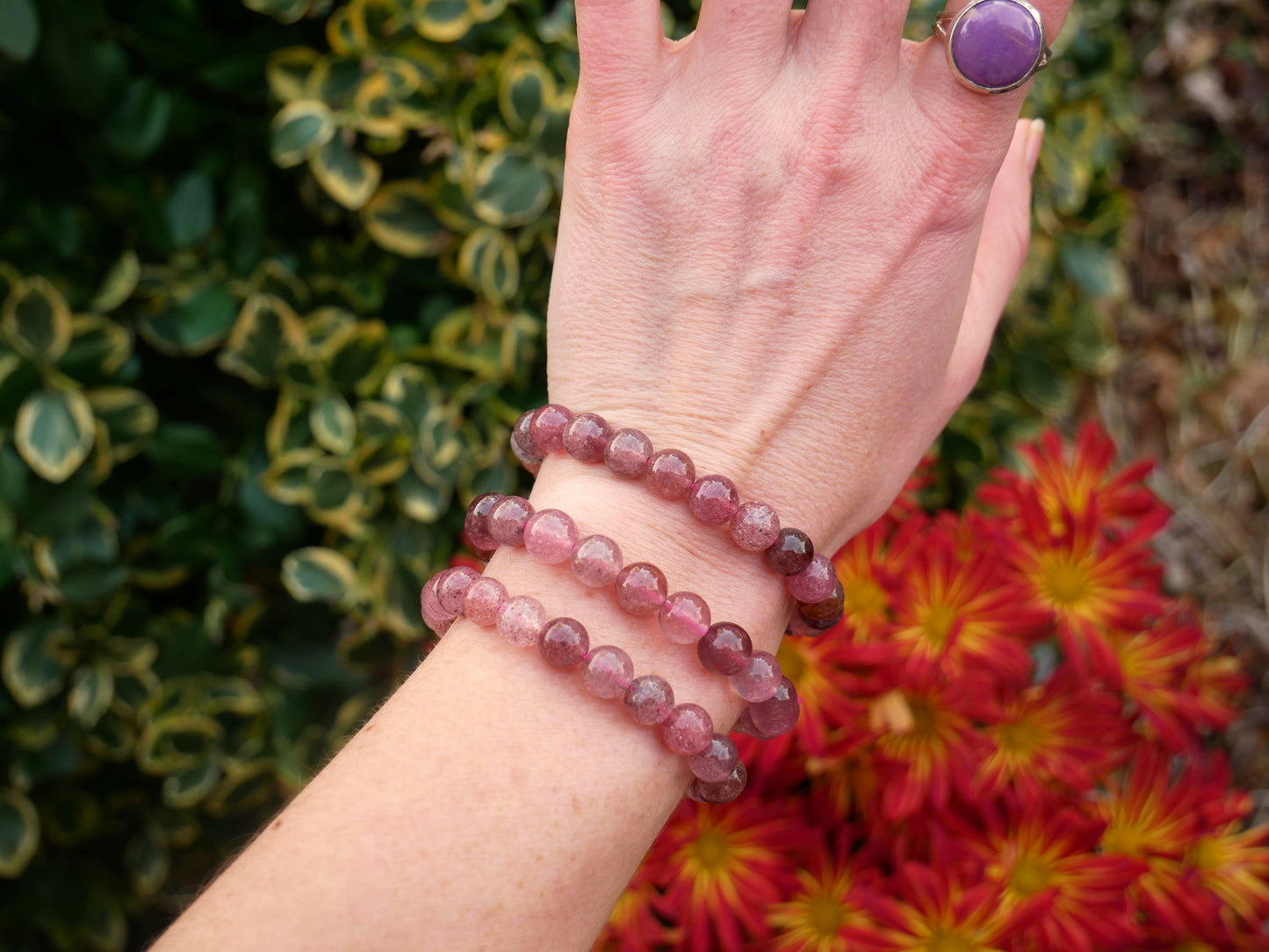 Strawberry Quartz Beaded Bracelets 8mm