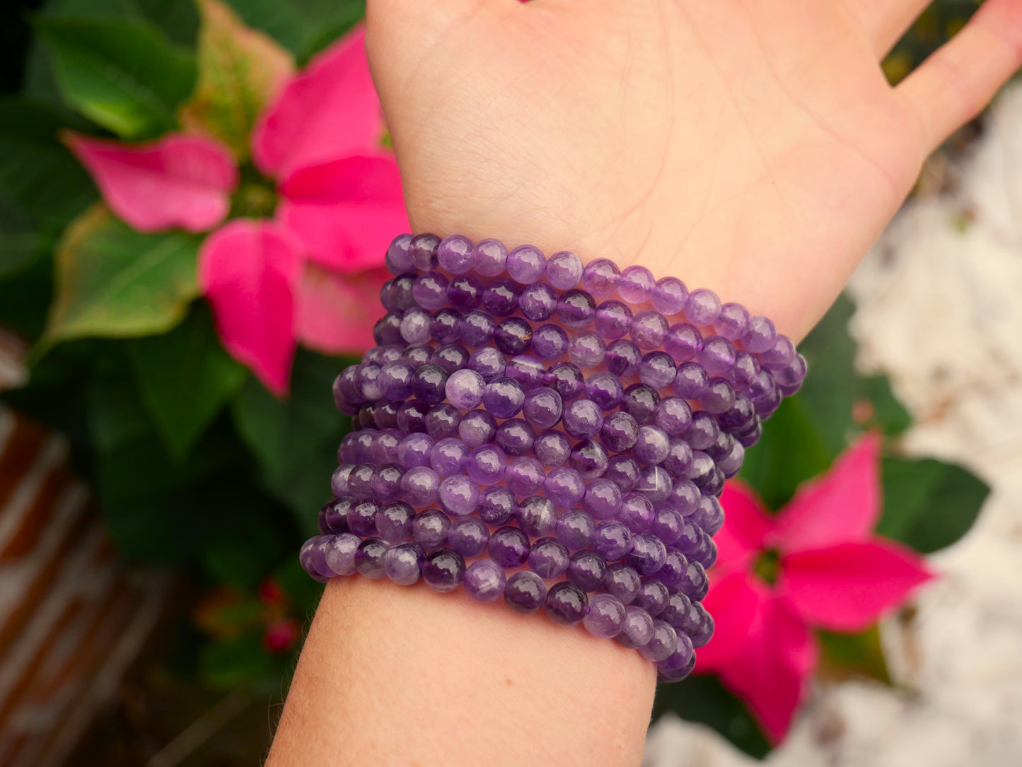 Amethyst Beaded Bracelet 6mm