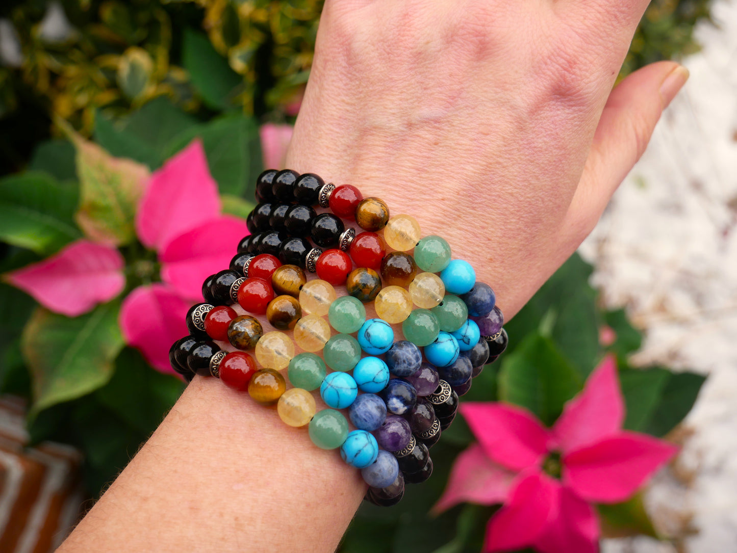Chakra with Onyx Beaded Bracelets 8mm