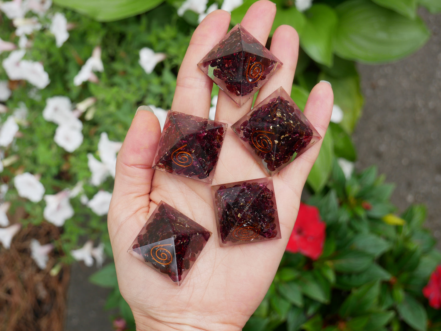 Garnet Orgonite Pyramids