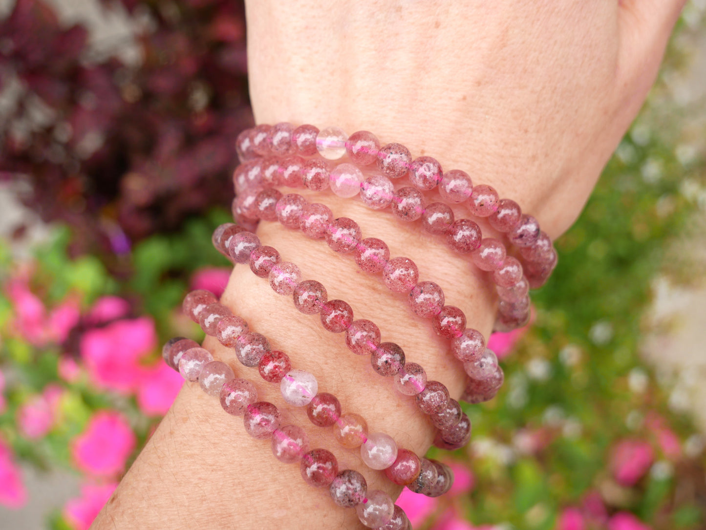 Strawberry Quartz Beaded Bracelets 6mm