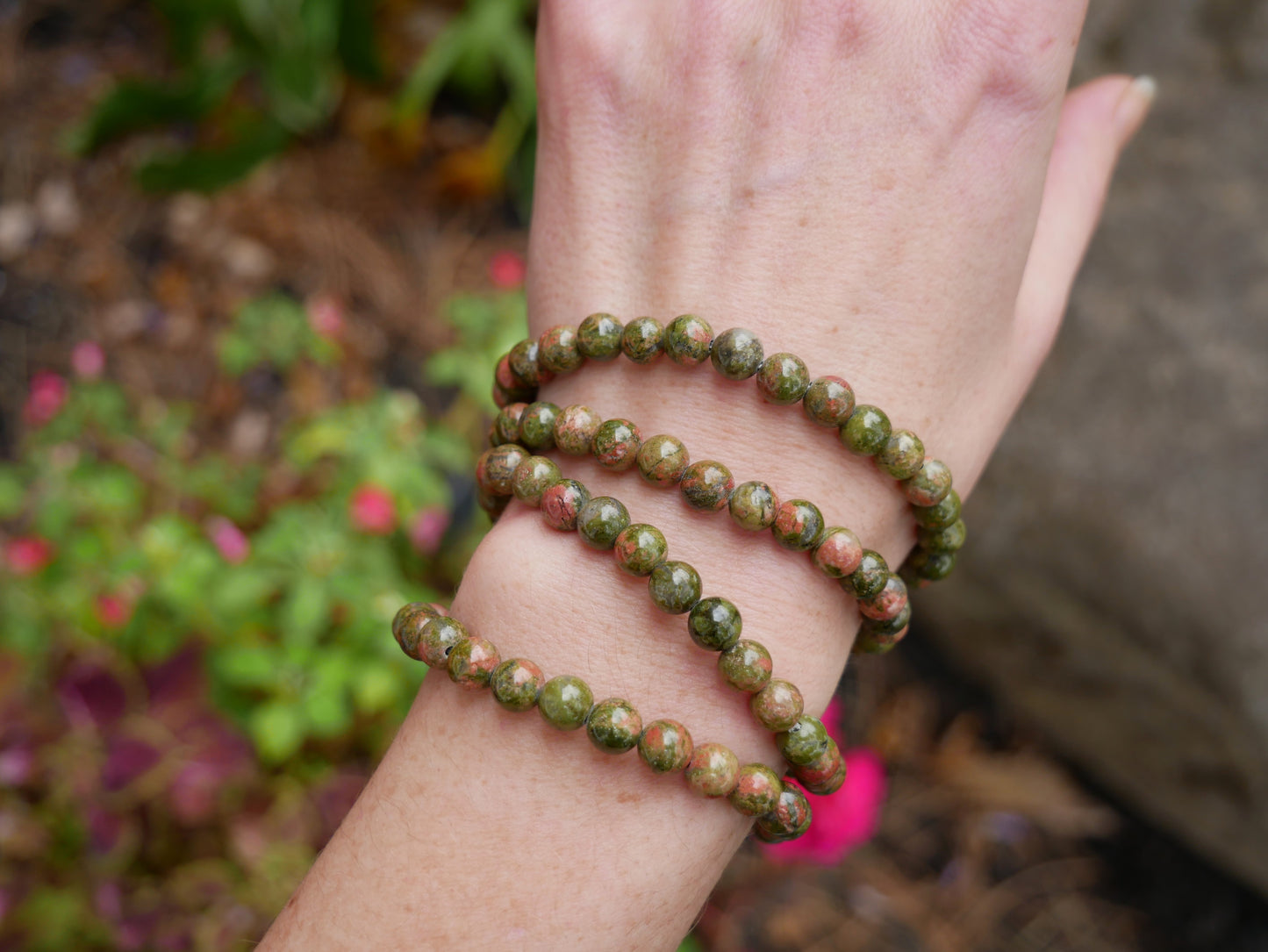 Unakite Beaded Bracelets 6mm