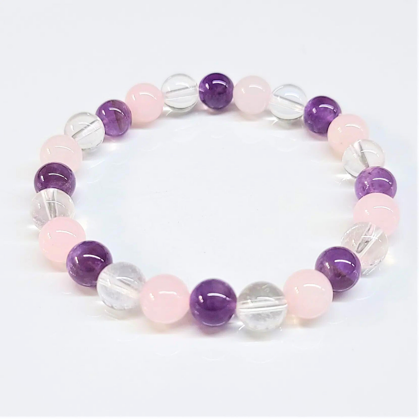 Amethyst Rose Quartz Mix Beaded Bracelet 8mm