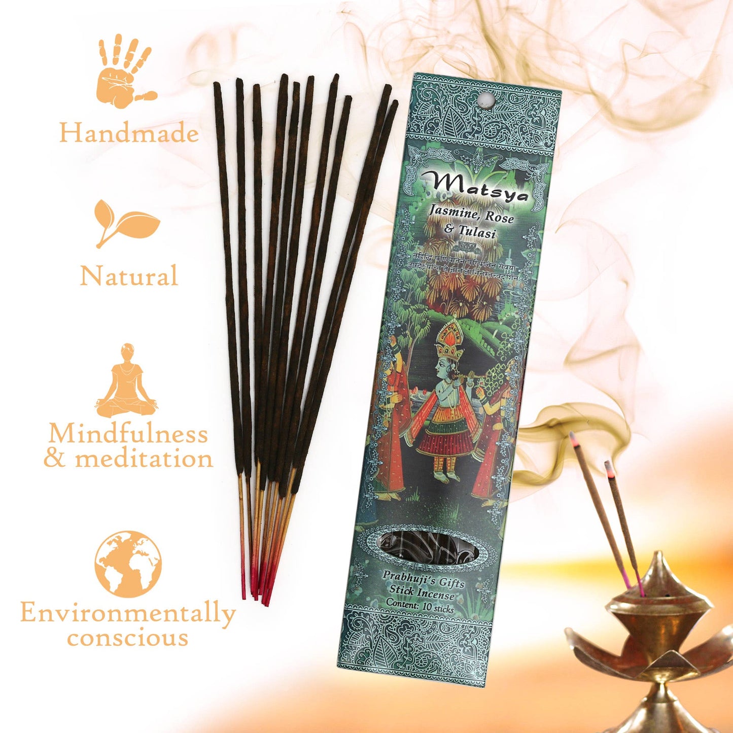 Incense Sticks Matsya - Jasmine, Rose, and Tulasi