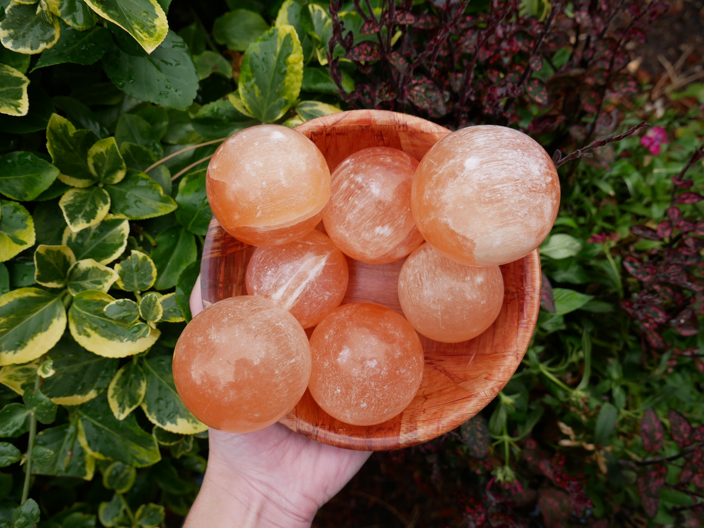 Peach Selenite Spheres