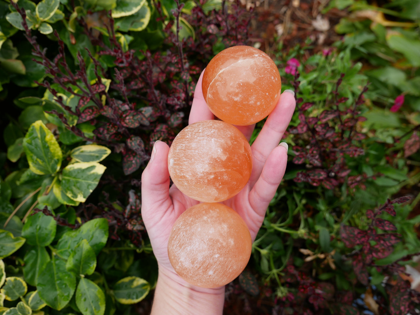 Peach Selenite Spheres