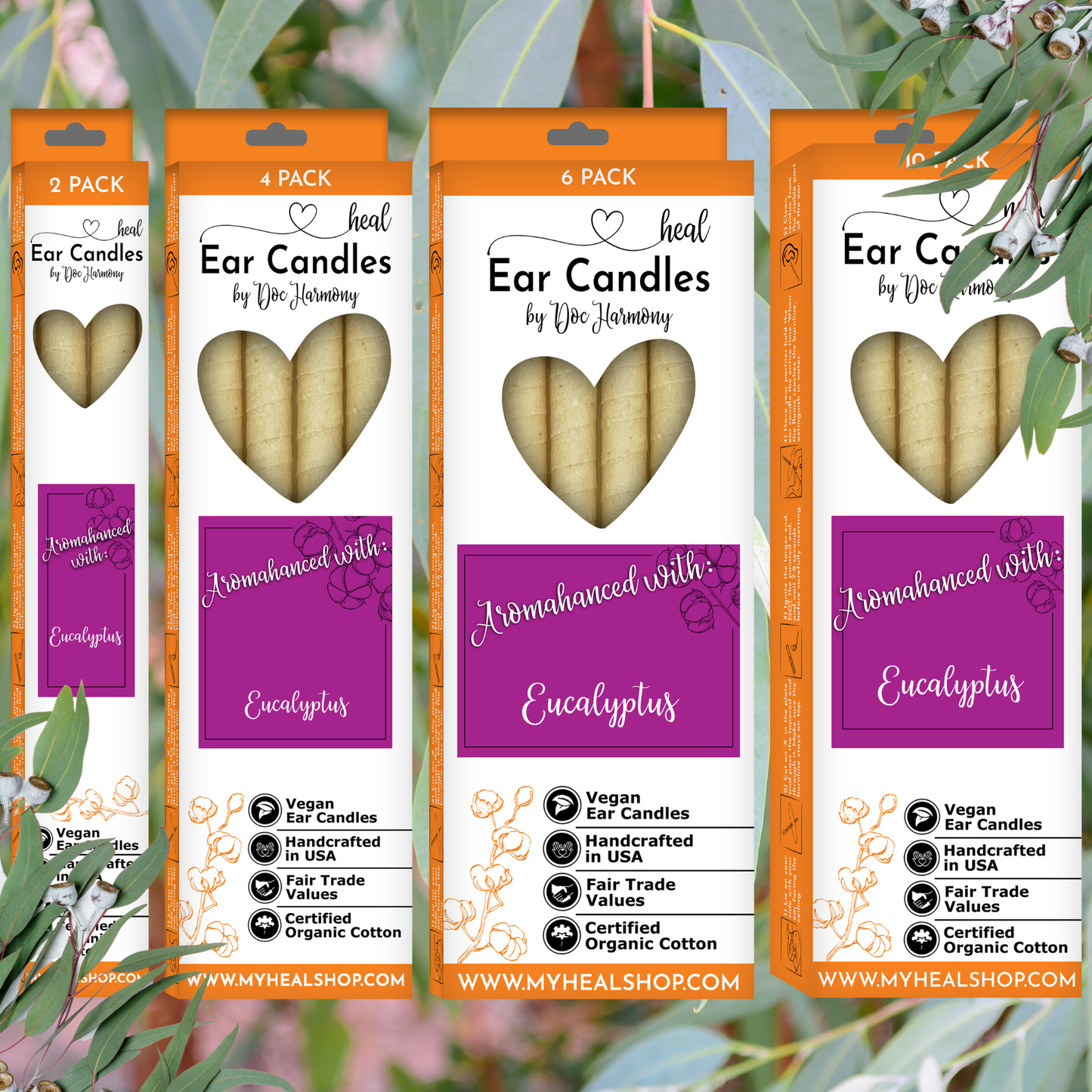 Eucalyptus Ear Candles by Doc Harmony: 2-Pack