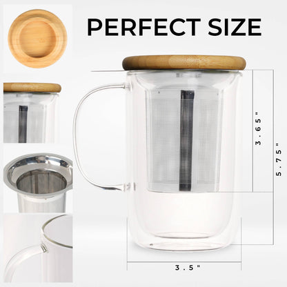 Venus Double Wall Glass Cup With Infuser