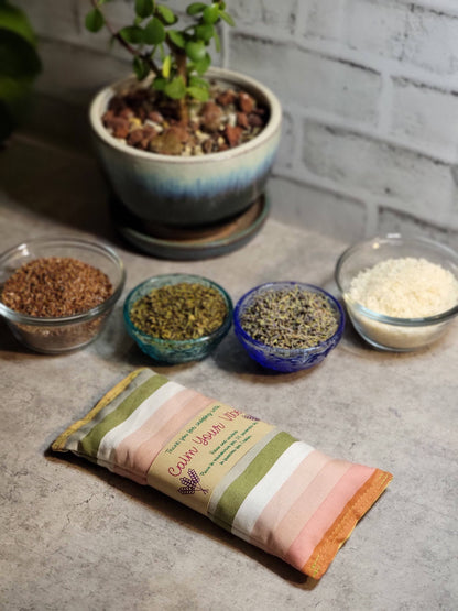 Aromatherapy Hot/Cold Weighted Eye Pillow - Soothing Pattern: Stripes / Rice / Lavender Flowers