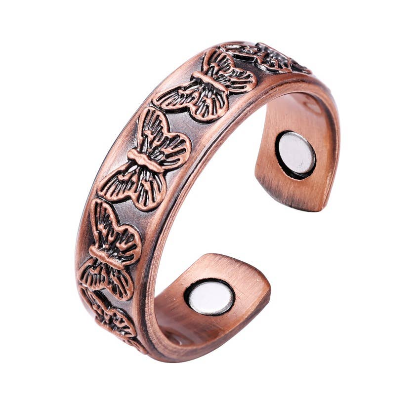 Embossed Adjustable  Butterfly Ring with magnets