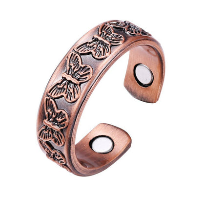 Embossed Adjustable  Butterfly Ring with magnets
