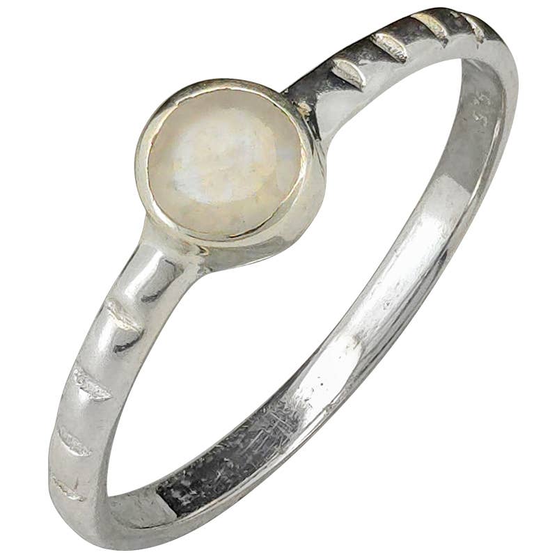 Faceted Moonstone Sterling Silver Ring: 7