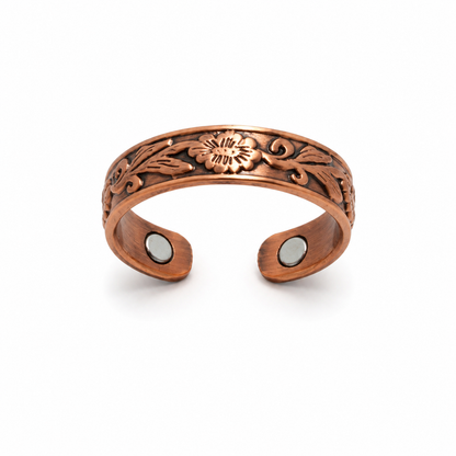 Copper flower magnet ring