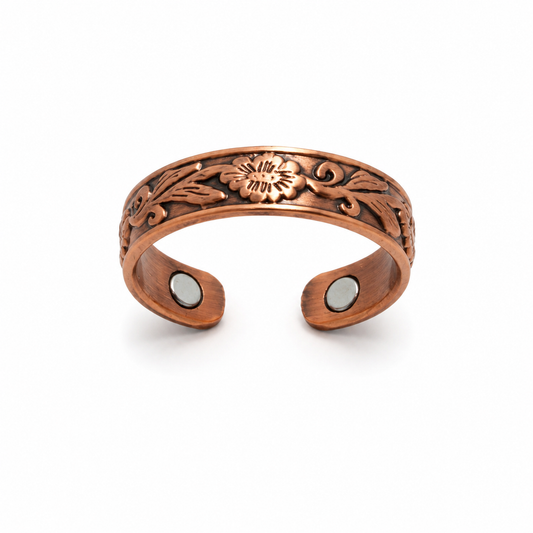 Copper flower magnet ring