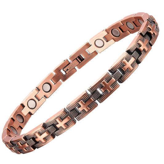 LM 08 Link Copper Magnetic Cross design Bracelet