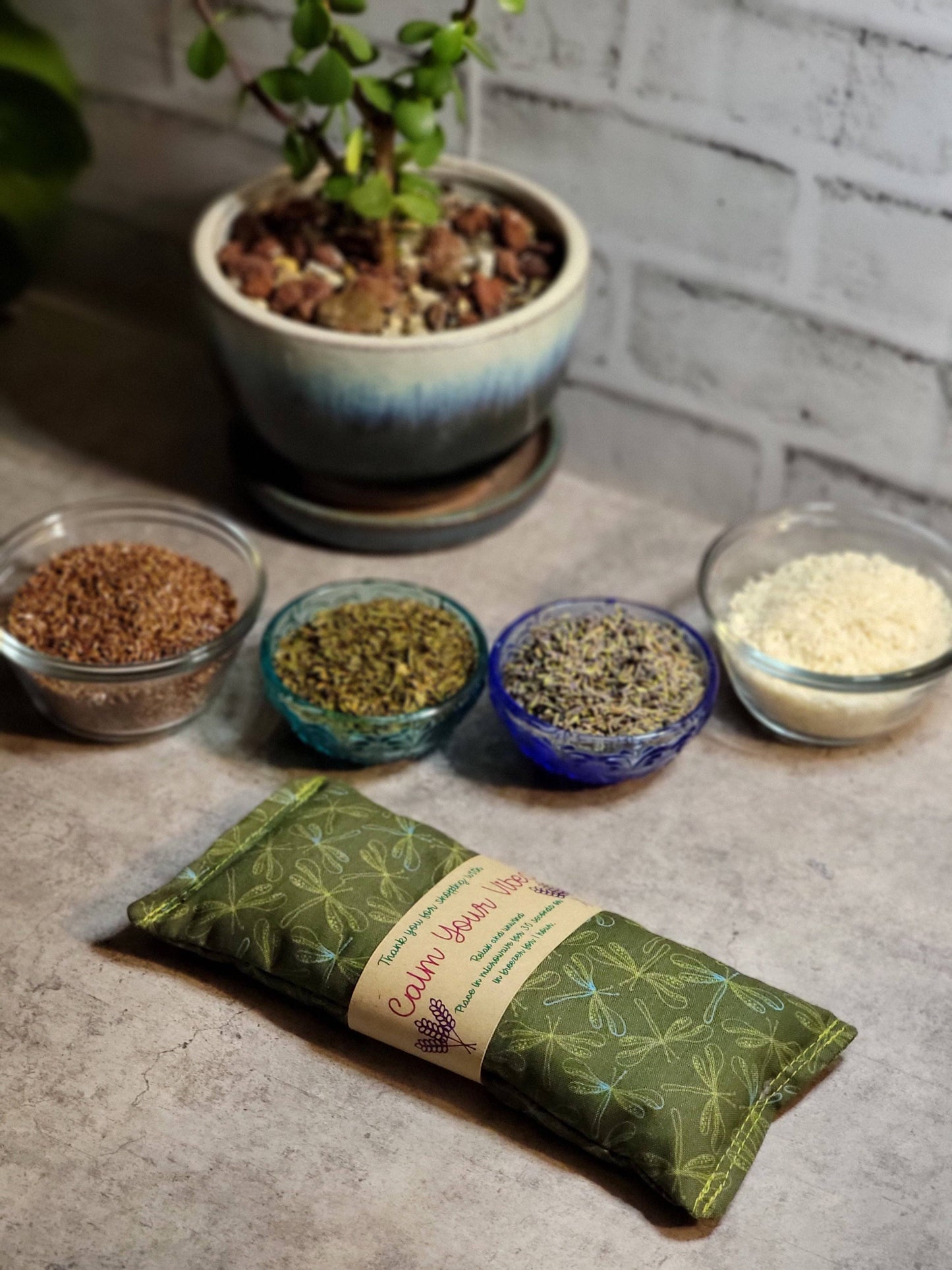 Aromatherapy Hot/Cold Weighted Eye Pillow - Soothing Pattern: Stripes / Rice / Lavender Flowers