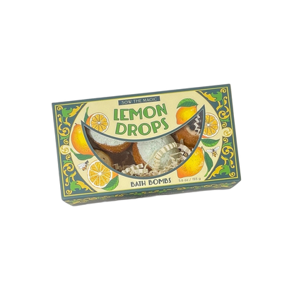 Natural Lemon Drop Bath Bomb Gift Set made with Lemon + MInt