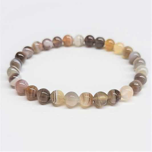 Botswana Agate Beaded Bracelet 6mm