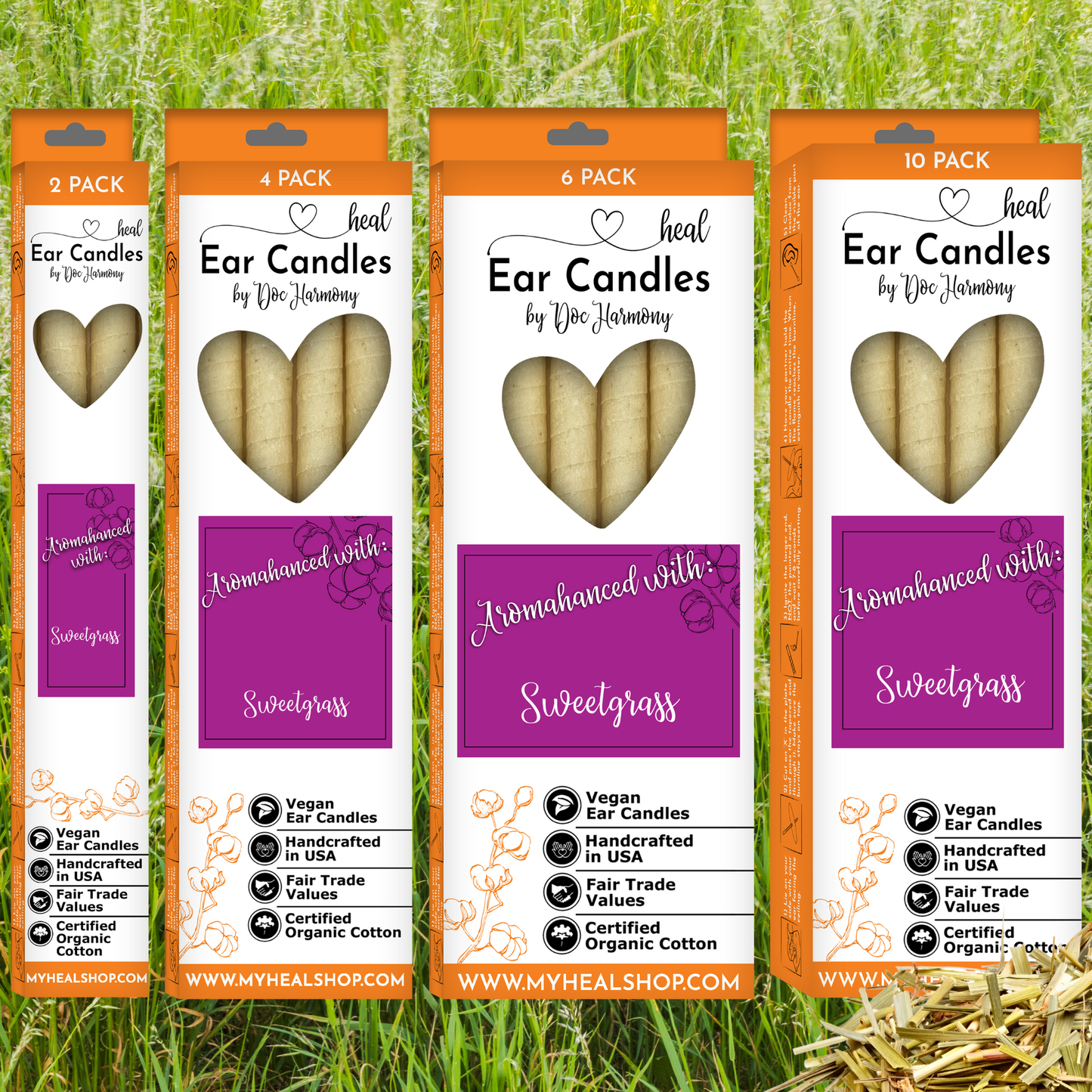 Sweetgrass Ear Candles by Doc Harmony: 2-Pack