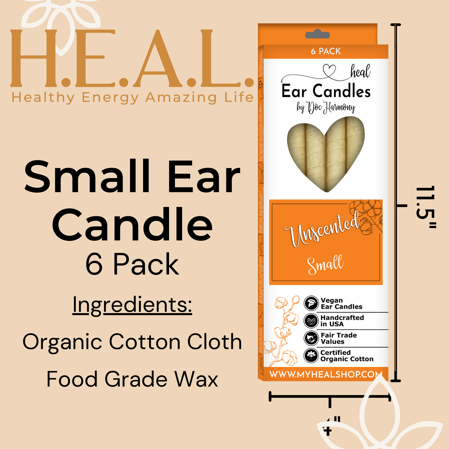 Unscented Ear Candles by Doc Harmony: 2-Pack