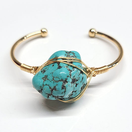 Blue Howlite Cuff Bangel Bracelets