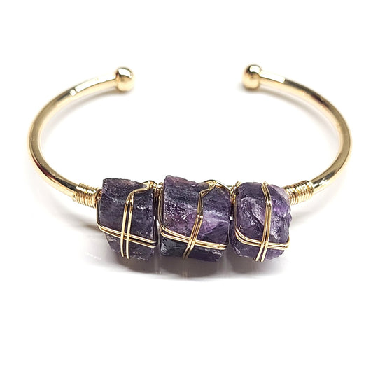 Amethyst Cuff Bangle Bracelets