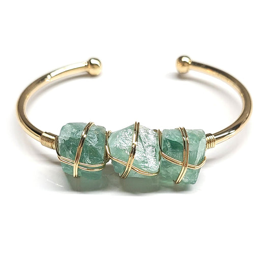 Fluorite Cuff Bangle Bracelet
