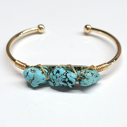 Blue Howlite Cuff Bangel Bracelets